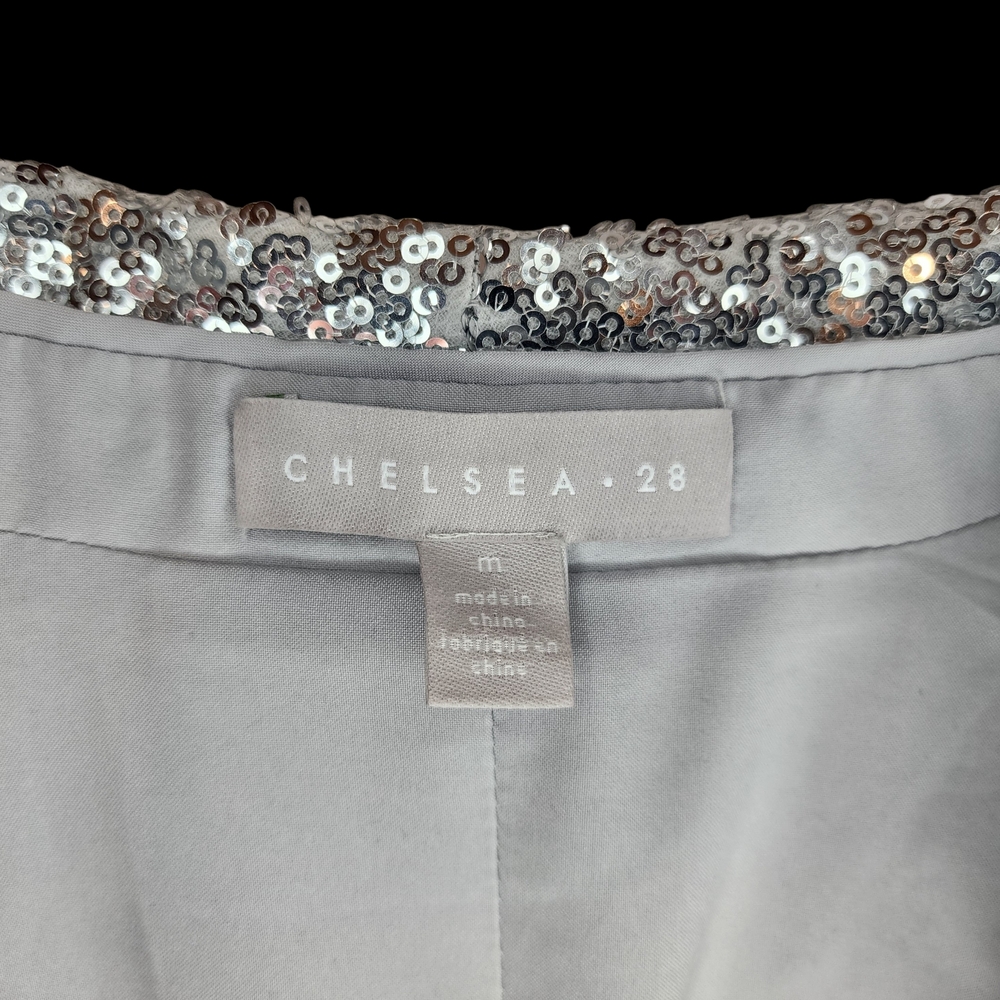 Chelsea28 Silver Sequin Open-Front Jacket, Size Medium - Picture 4 of 9